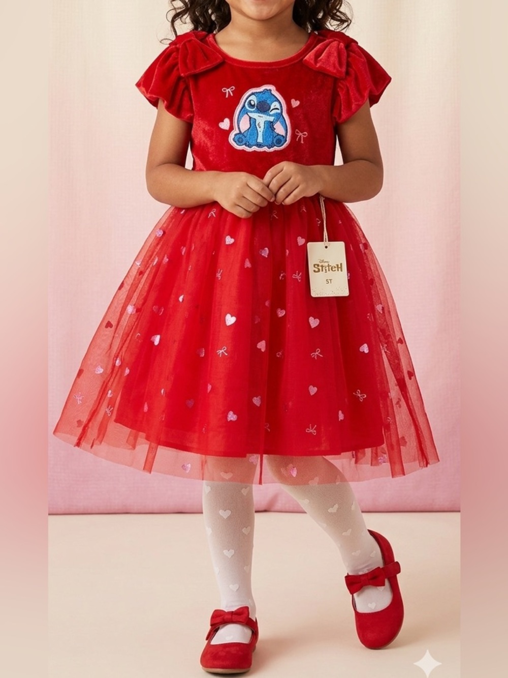 Disney Stitch Red Velvet Heart Tutu Dress - Size 3T